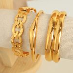 Simple Design Glossy Bracelet 18K Gold-Plated Cold Women's Bracelet Commuter Accessories
