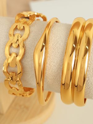 Simple Design Glossy Bracelet 18K Gold-Plated Cold Women's Bracelet Commuter Accessories