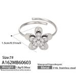 color: A162-Inlaid 5A Zircon Steel Color Flower Open Ring