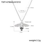 color: TXP147-Steel Color Bee Necklace