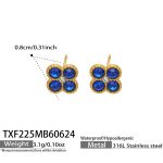 color: TXF225-Sapphire Blue Color Zircon Gold Earrings