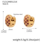 color: F1212-Pink Color Zircon Earrings -Small
