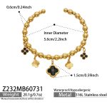 color: Z232-Black Zircon Four-petal Flower Gold Bangle