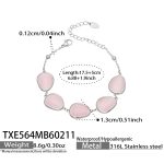 color: TXE564-Steel Color Pink Cat's Eye Stone Bracelet