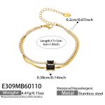 color: E309-Gold Black Zircon Bracelet 17+5cm