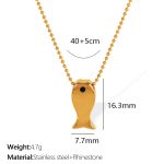 color: XL289 Black Rhinestone Gold Necklace
