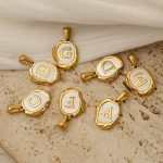 Stainless Steel 26 English Letters Inlaid Shell Pendant Female Personalized Three-Dimensional DIY Pendant