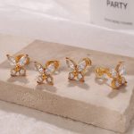 New Elegant High-End Earrings Exquisite Small Butterfly Studs Light Luxury Inlaid Zircon Super Flash Earrings