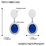color: TXF511-Blue Color Faceted Stone Steel Color Earrings