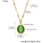 color: P703-Gold Small Green Necklace