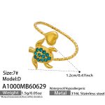 color: A1000-Blue Zircon Turtle Open Ring -D