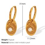 color: EH756 White Bead Gold Earrings