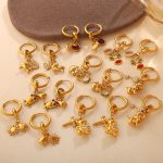 New Advanced DIY Bear Dinosaur Pendant Earrings Stainless Steel 18K Gold Plating Creative Earrings Women