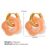color: EH497 Orange Resin Gold Earrings