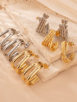 Stainless Steel Earrings Light Luxury Advanced Versatile Design U-Shaped Earrings