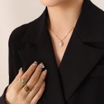color: P254-Gold White Turquoise Necklace -39+5cm