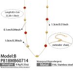 color: P818-B Style Glass Stone Brushed Necklace -82+5cm