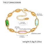 color: TXE272-Gold Mixed Colors Glass Stone Bracelet 16+5cm