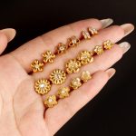 Golden Flower Stainless Steel Studs Zircon Inlaid Simple Earrings Women's All-Match Auricular Needle Ornament