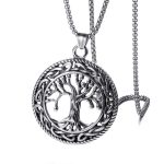 Tree of Life Pearl Chain Necklace Stainless Steel Retro Pendant Ornaments