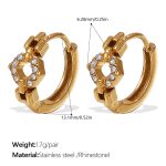 color: EH1109WEG White Rhinestone Gold Hoop Earrings