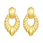 color: Oval Drop Earrings Gold MS-433