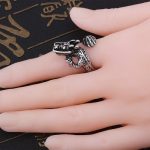 Retro Antique Silver Ring Men's Blue Dragon Faucet Ring Power Style Personalized China Jewelry Crafts Dragon