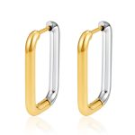 color: Rectangle Two-tone Gold Earrings