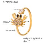 color: A773-Gold Crab 5A Zircon Ring / size: US 7