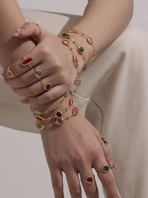 Dopamine Transparent Cut Glass Small Steel Ball Bracelet Elegant Bracelet Fine Jewelry Ornament Women