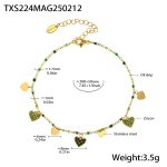 color: TXS224-Gold Heart Green Zircon Anklet