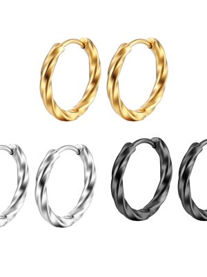 2022 Unisex Stainless Steel round Twisted Wire Ear Clip Golden Small Earrings Ear Geometric Modeling