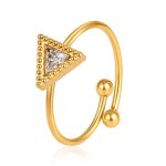 color: Triangle Zircon Ring White Zircon / size: Open Adjustable