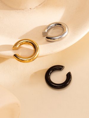 round Stainless Steel Ear Cliip Free Get One's Ears Pierced Ring 18K Unisex Earrings