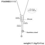 color: P560-Steel Color Necklace -55+5cm