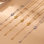 5A Zircon Cross Multi-Layer Tassel Clavicle Necklace Stainless Steel 18K Gold Heart-Shaped New Women's Accessories