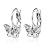 color: Butterfly French Clasp Earrings 15 Steel Color