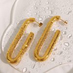 Exaggerated High-Grade Stainless Steel Eardrop 18K Gold Ear-Ring Clip U-Shaped Earrings Non-Fading Light Luxury Earrings for Women