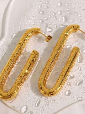 Exaggerated High-Grade Stainless Steel Eardrop 18K Gold Ear-Ring Clip U-Shaped Earrings Non-Fading Light Luxury Earrings for Women
