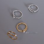 Korean Style Stainless Steel Gold Plated Non-Fading Personality Geometry round Ring Versatile Imitation Pearl Ring