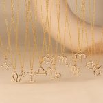 Constellation Inlaid Stone Pendant Necklace Stainless Steel 18K Real Gold Non-Fading Women's Clavicle Chain Simple Necklace