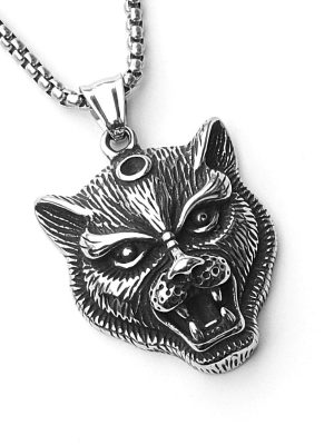 Tiger Lion Leopard Head Personalized Pendant Stainless Steel Animal Head Necklace Trendy Men's Hip-Hop Pullover Sweater Chain