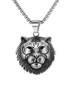 Stainless Steel Domineering Tiger Hip Hop Necklace Men's Hiphop Animal Pendant