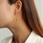 color: F434-Paperclip Earrings Gold