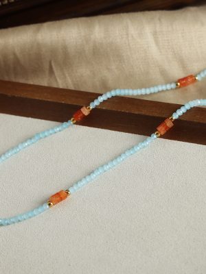 Retro New Light Luxury Natural Stone Handmade Beaded Turquoise Abacus Beads Necklace Ornament