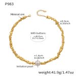 color: P983-Gold Pearl Necklace -40+5cm