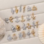 INS Beach Exquisite Inlaid Rhinestone Starfish Coconut Tree Pendant DIY Necklace Pendant Stainless Steel Bracelet Accessories