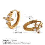 color: EH1098WEG White Rhinestone Gold Hoop Earrings