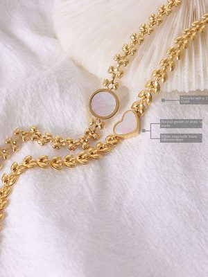 New Wheat Bracelet Design White Sea Shell Love Bracelet Stainless Steel Plated 18K Gold Accessories Women