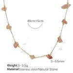 color: XL374LPG Light Pink Stone Gold Necklace